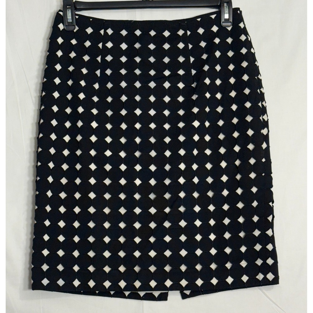 WHBM White House‎ Black Market Black White Pencil Skirt Size 8 Lined Stretch